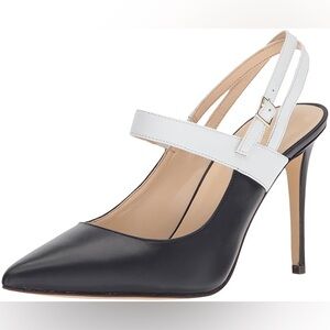 NINE WEST “Tabbae” Leather Slingback Mary Jane Pumps Navy and White NWT